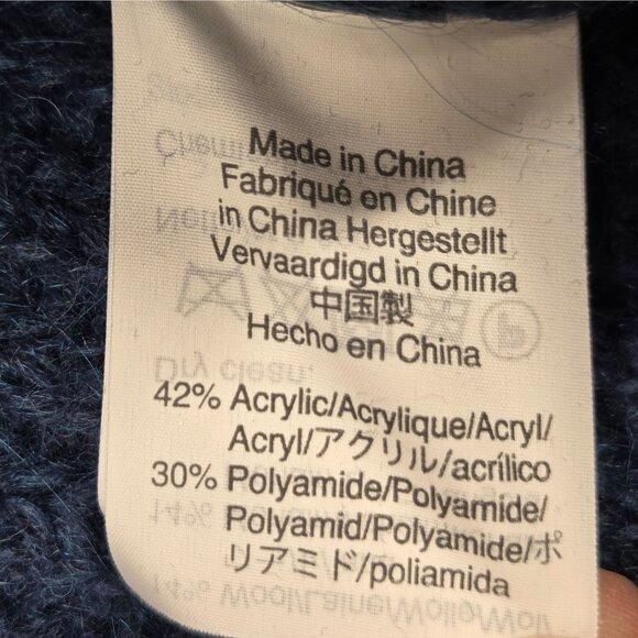 Point Sur Sweater XS Blue Ribbed Wool Mohair Blend Oversized Turtleneck J Crew - Picture 3 of 8